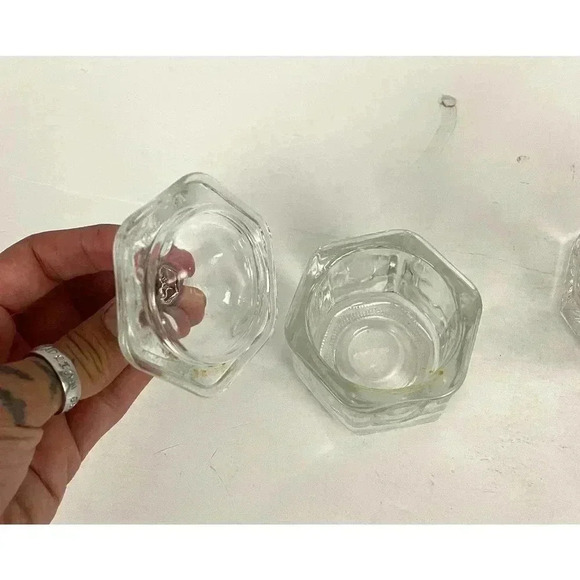 VTG 3 Pc Clear Glass Cup Small Pitcher Jar with Lid Avon Crystal - Picture 5 of 16